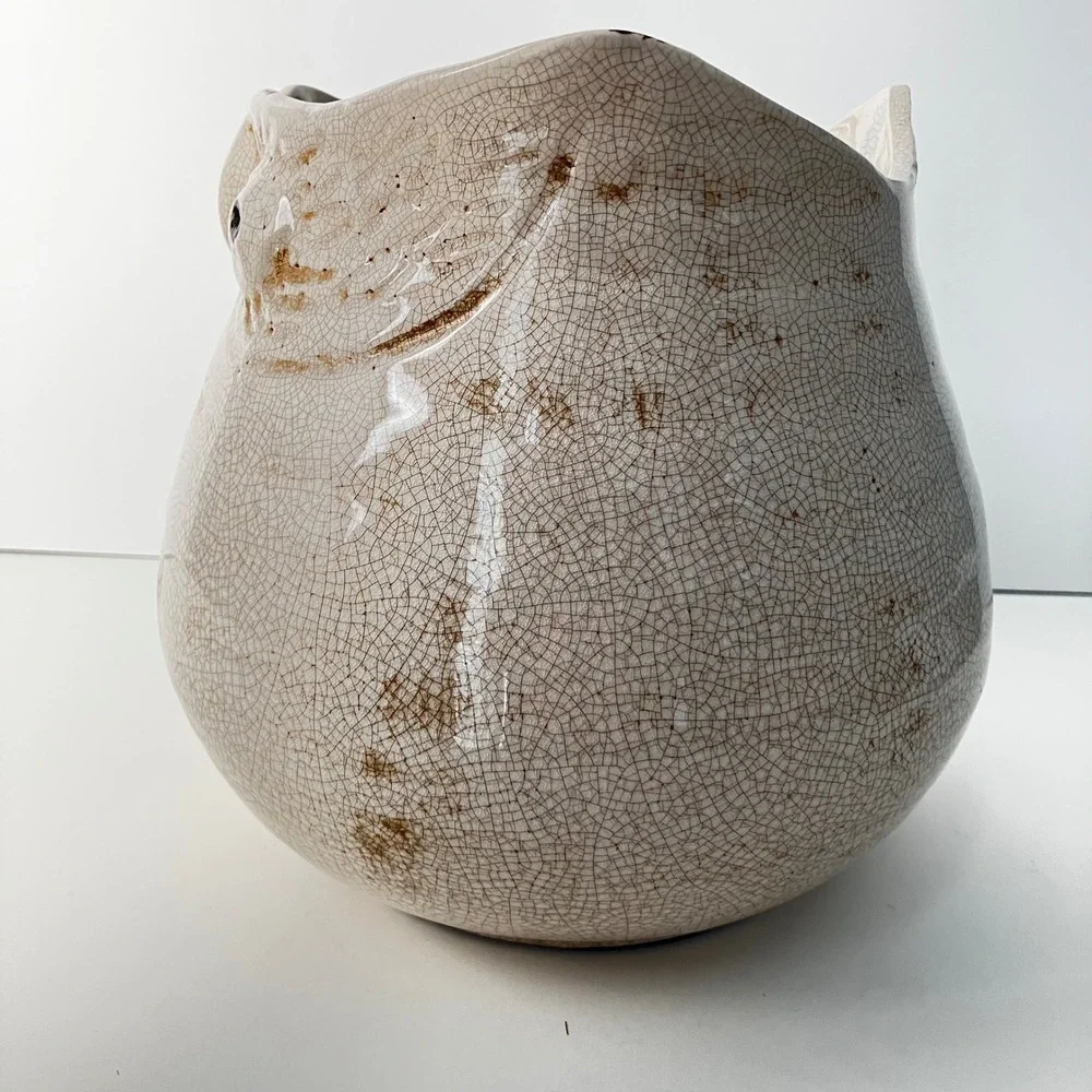 Ceramic Owl Vase Planter or Utensil Holder 7